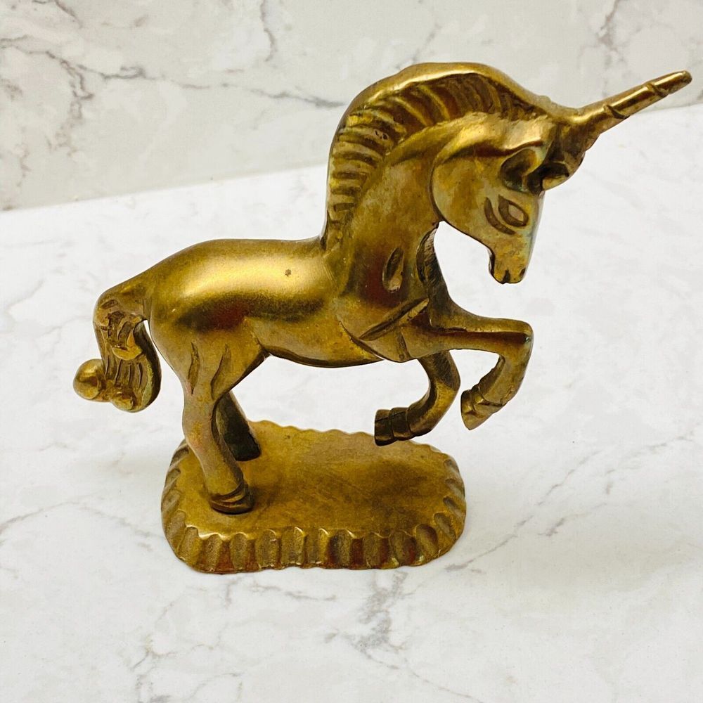 Vintage Brass Collectible Gift Large Magical Fantasy Rearing Unicorn Figurine
